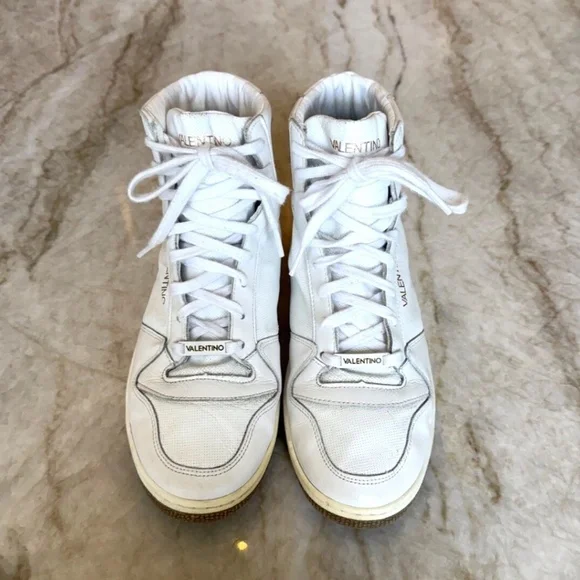 Valentino ~ White Leather High Top Sneakers ~ Men's US 8 / EU 41; Italy - Picture 8 of 15